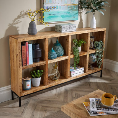 Franca Wide 8 Open Shelving Mango Wood Bookcase Storage Unit