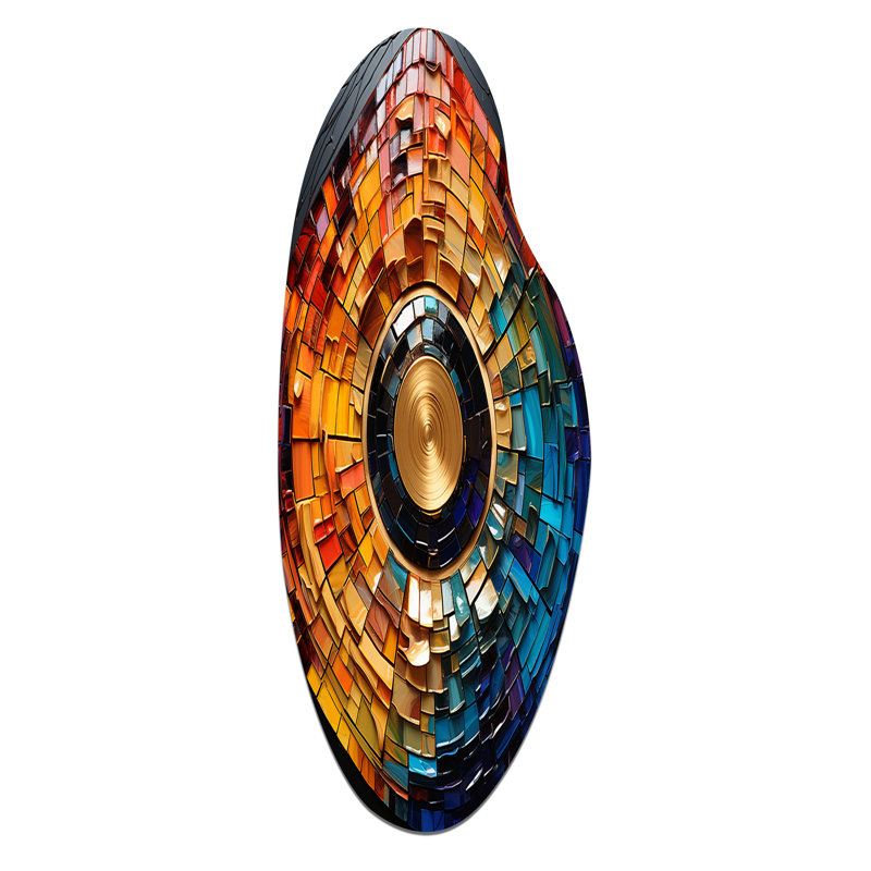 Retha - Disque vinyle asymétrique en métal incurvé, H 30 po x l 11 po x P 1 po