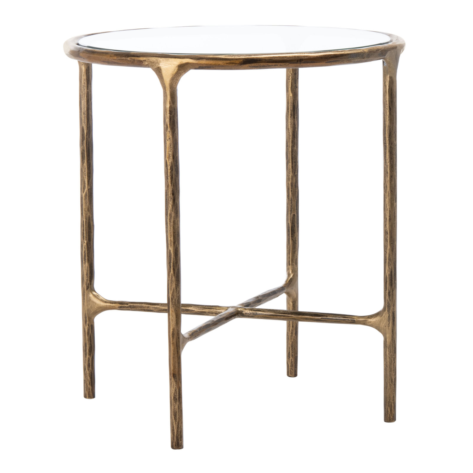 Evelynn Glass Cross Legs End Table, Clear, Silver