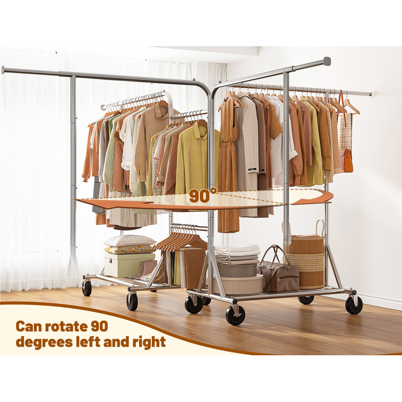 Clothes Rack Heavy Duty Clothing Rack With Wheels Portable Closet For Hanging Clothes Loads 650 Lbs