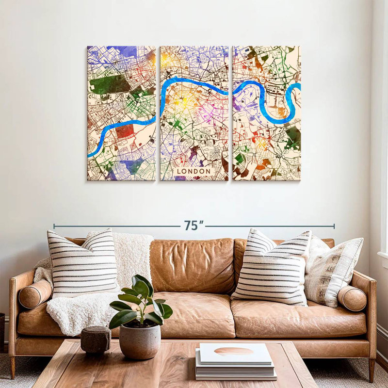 Aliaz Vibrant London Map, 36" H x 57" W