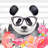 Panda with Glasses - Pink Illustrative Round Outdoor Rug