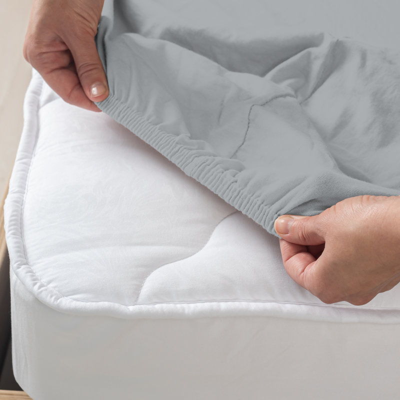 Shenya Percale Fitted Sheet, Light Gray, Single Fitted Sheet