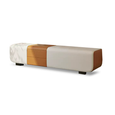 Double-color rectangular soft cushioned storage bedroom bench