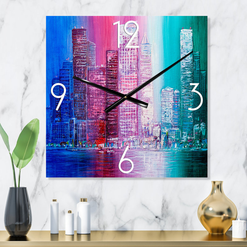 Horloge murale gratte-ciel paysage urbain abstrait II, Petit