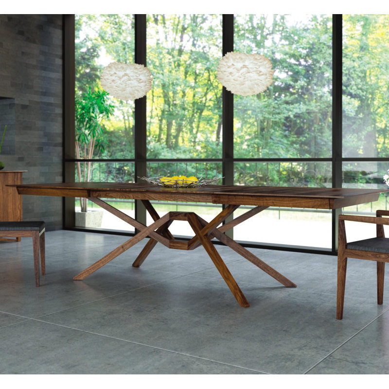 Exeter Single and Double Leaf Extension Dining Table, Natural Walnut, 50" W x 72"/92"/112" L, 2