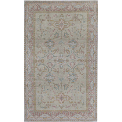 Wool Oriental Area Rug in Beige/Rust