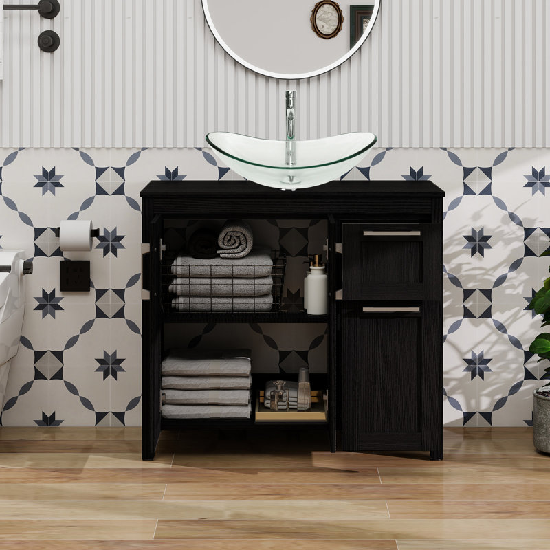 36" Free-Standing Modern Single Bathroom Vanity With Sink, Black