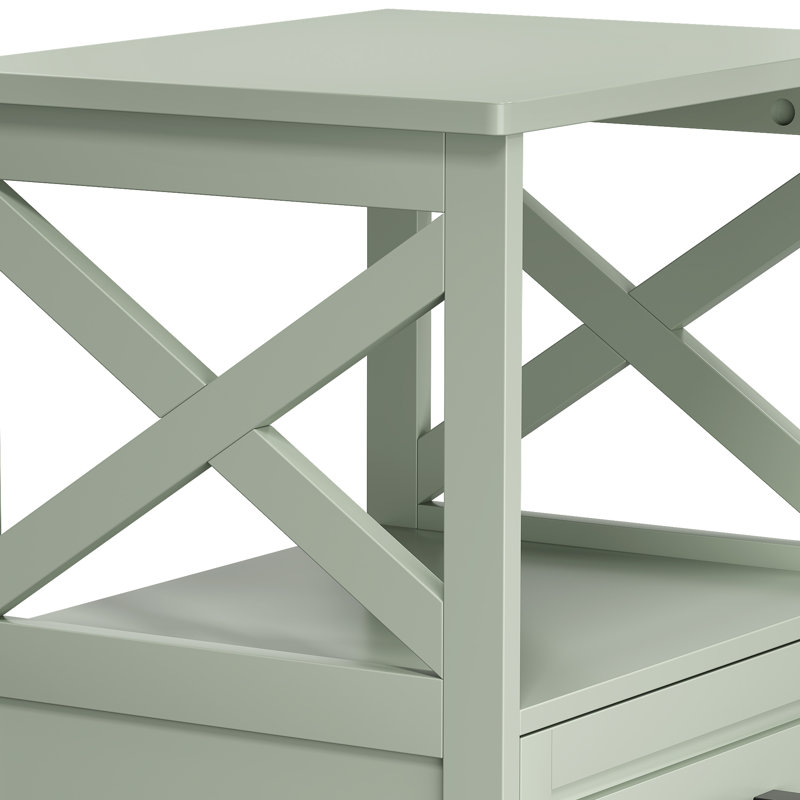 Table de chevet 2 tiroirs Marnae, Vert, Ensemble de 2