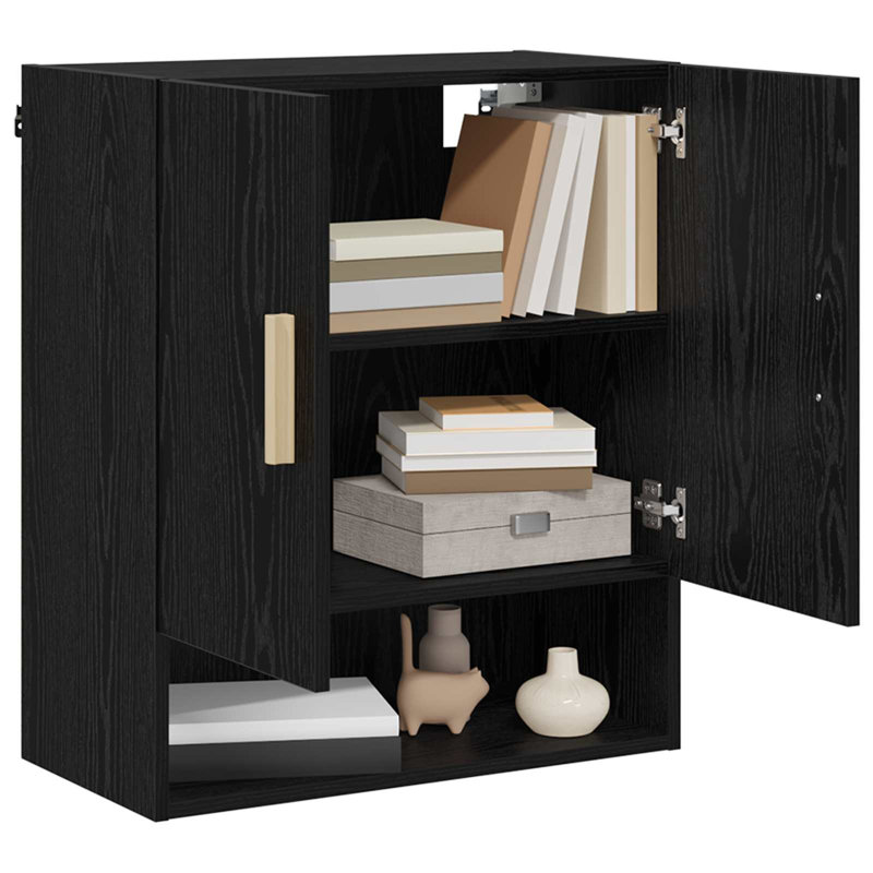 Engineered Wood Rectangle Accent Cabinet, Black Oak