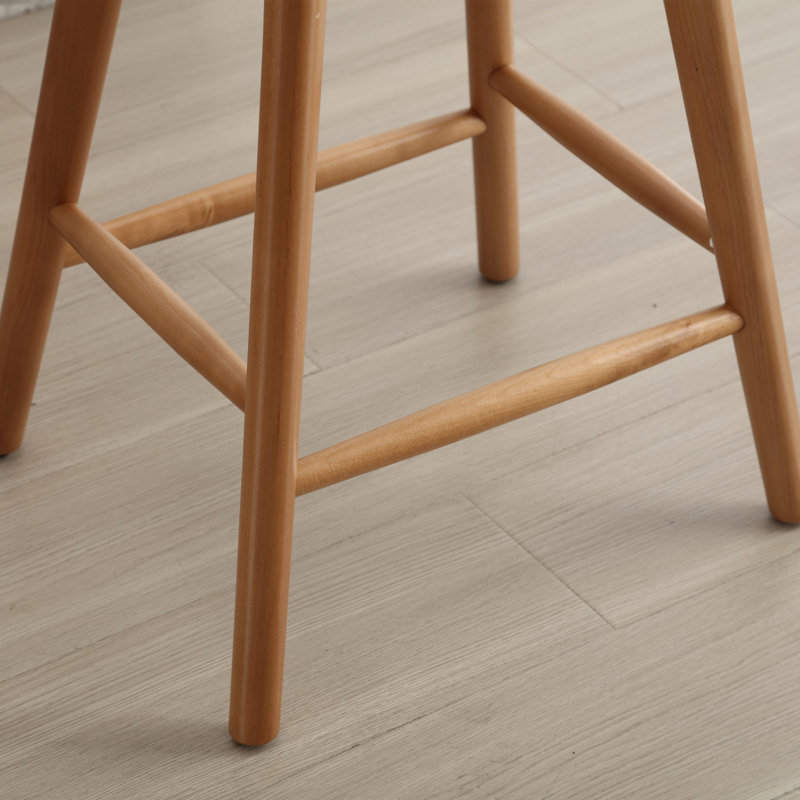 24.25" H Backless Solid Wood Counter Stool with Footrest (Set of 4), Brown