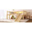 Lit mezzanine simple avec tablettes de rangement, lit mezzanine inférieur en bois massif avec lumières DEL et garde-corps pleine longueur-2096145869