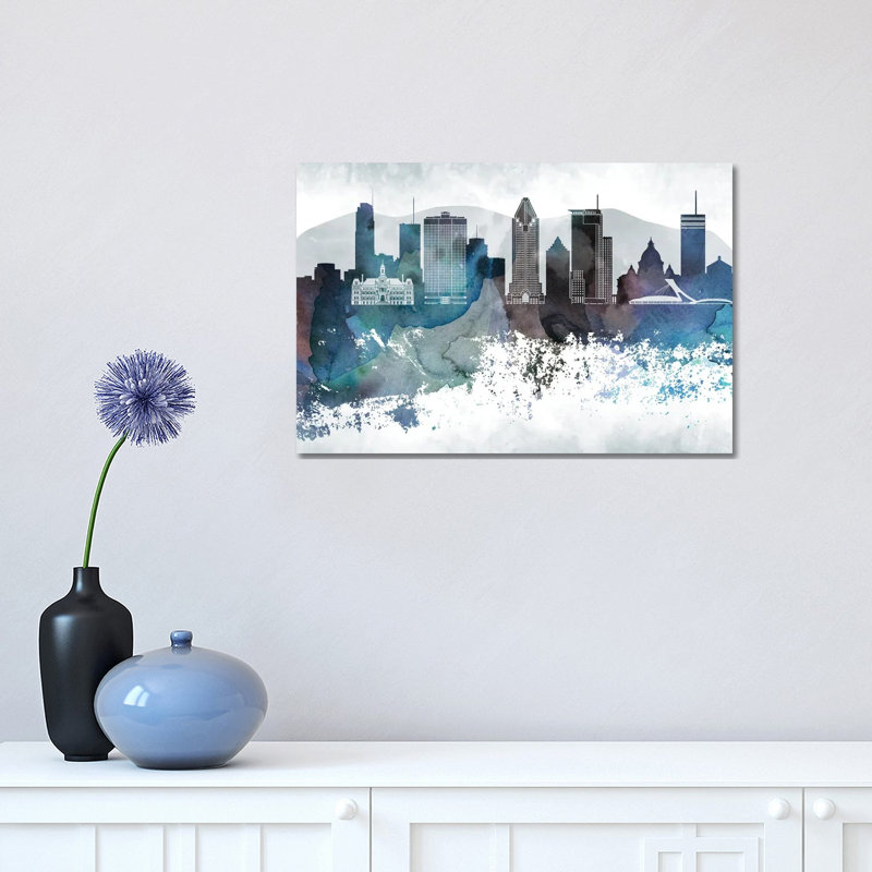 Montreal Bluish Skyline - Wrapped Canvas Print, 30.48cm H x 45.72cm W