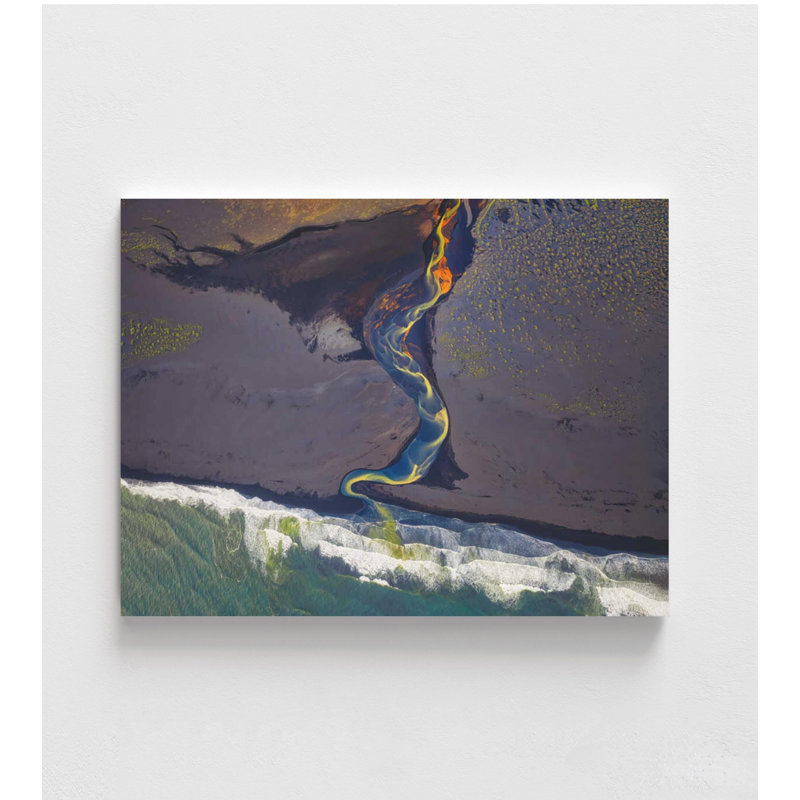 «Abstract River Landscape Print», couleurs vives sur papier beaux-arts, H 42 po x l 56 po, Ne s’applique pas