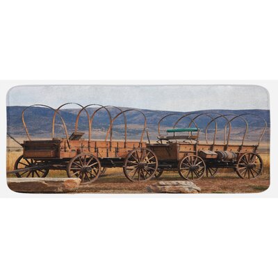 Vintage American Carriages Western Historical Transportation Prairie Brown White Kitchen Mat -  East Urban Home, EB38C2A799574AC9B4A05CDB1C2BFD40