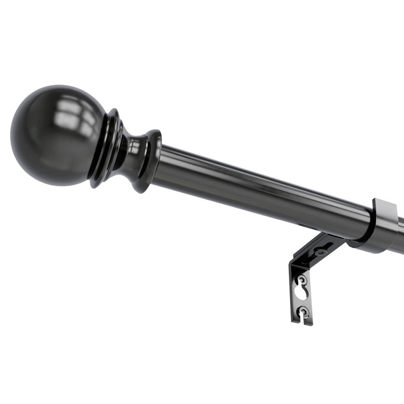Tringle à rideaux ajustable robuste de 1 po avec embouts sphériques Danikah, 48" - 86", Noir mat