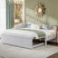 Lit de jour simple tapissier en L rembourré avec couchette escamotable, beige-1471083684