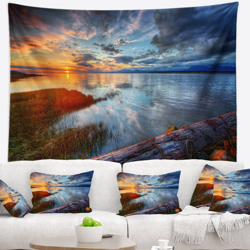 Bord de mer coloré au bord de la mer avec tapisserie, H 78 po x l 92 po
