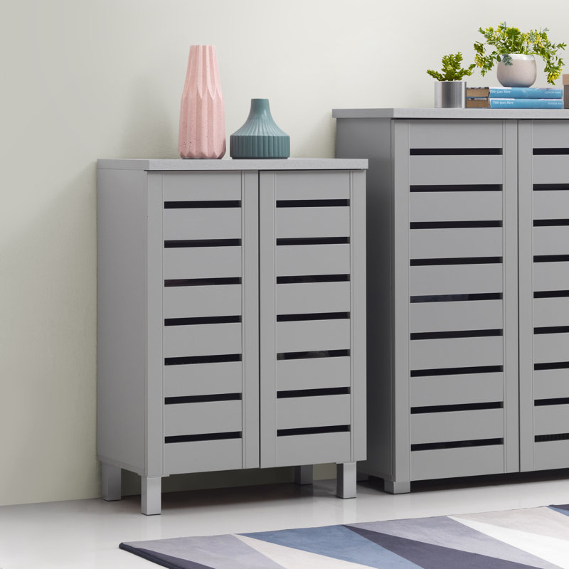 Osvaldo 8 Pair Shoe Storage Cabinet, Light Grey