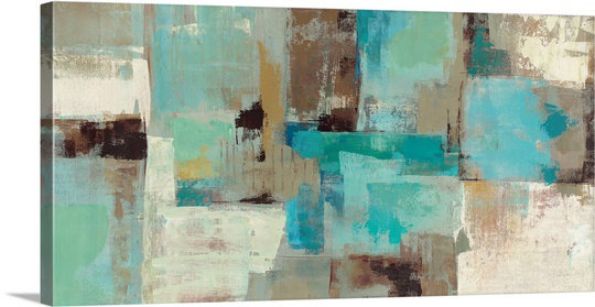 « turquoise et aqua » par reproduction d’art sur toile Silvia Vassileva, H 30 po x l 60 po