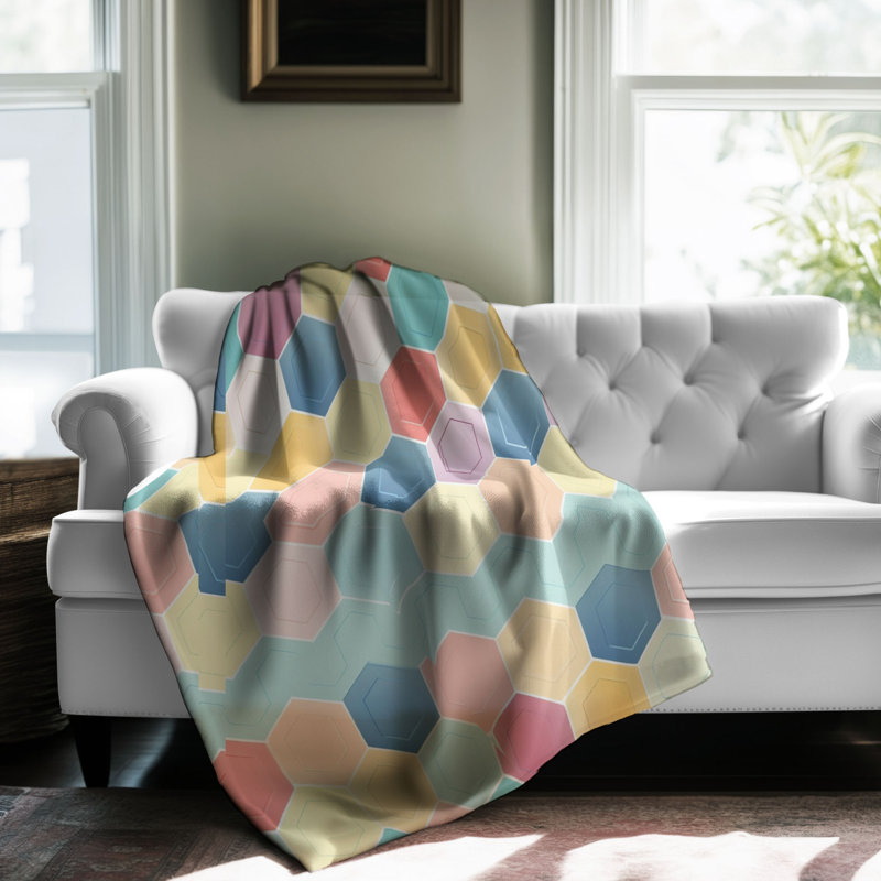 Jeté Pastel Hex Prism - 1 pièce Sherpa Premium, Lit simple