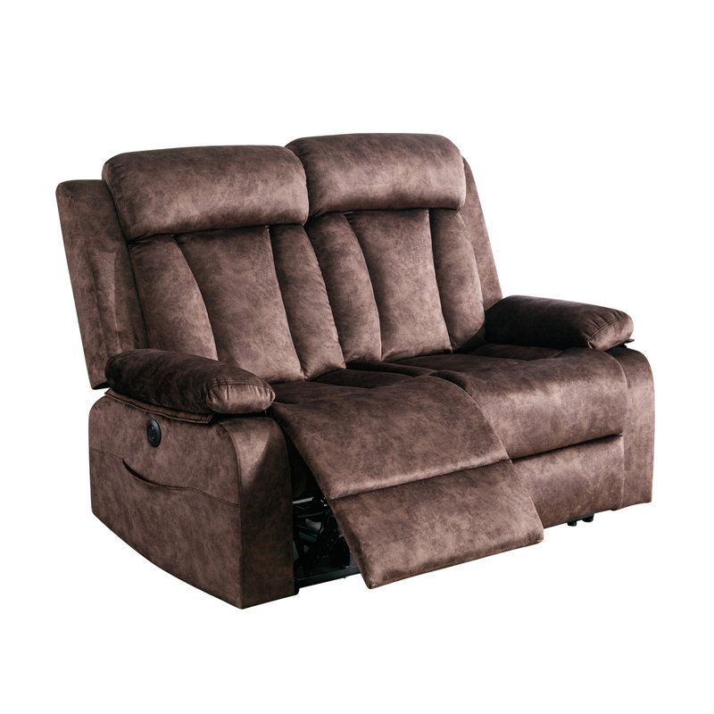 Causeuse inclinable en velours 59,9 po, Velours brun