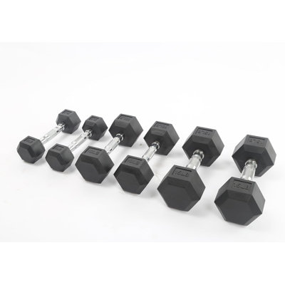 90 Lb Set(Pair of 10, 15, 20)PVC Hex Dumbbell Set: Cast Iron Core, Anti-Roll & Knurled Handle for Home Gym