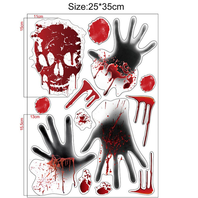 Halloween Bloody Window ClingsHaunted House Props Handprint