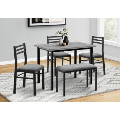 Ensemble de salle à manger, 5 pièces, rectangulaire, 40 po, cuisine, petit, métal