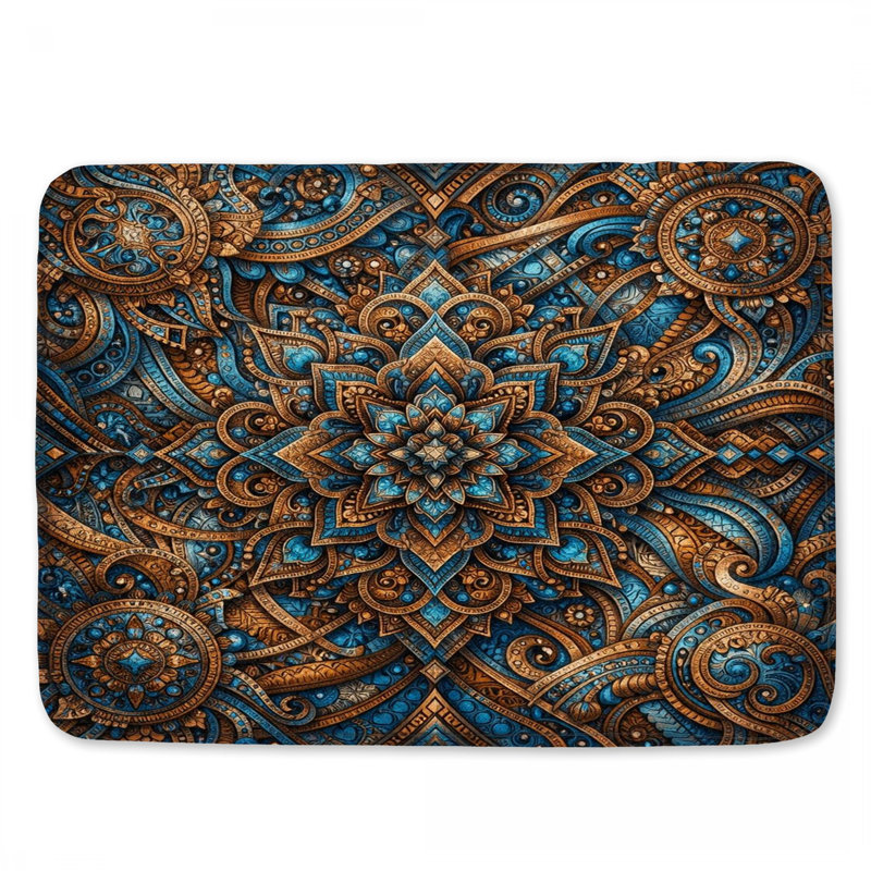 Tapis de bain complexe à motif mandala, 34in W x 21in L
