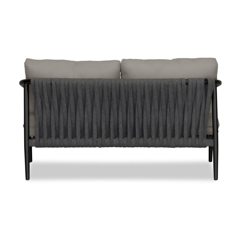 Olio Outdoor 2 - Seat Loveseat, Canvas Charcoal Sunbrella® Canvas, Black