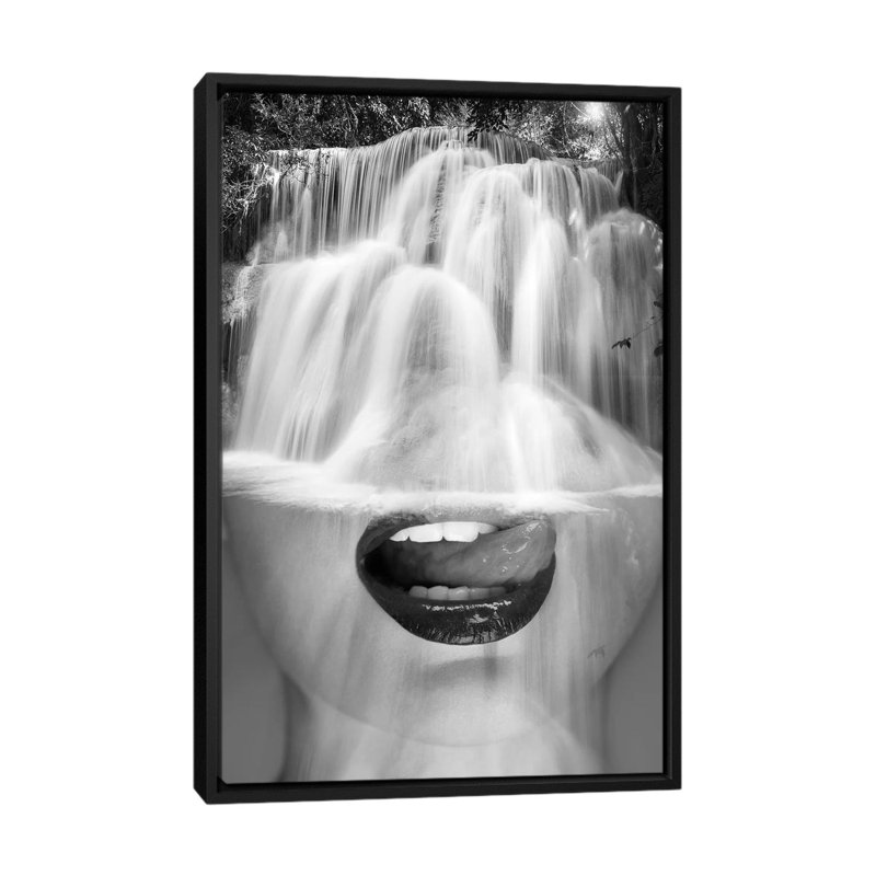 « soif », impression sur toile, H 26 po x l 18 po x P 1,5 po, Toile avec cadre noir, Pas de tapis