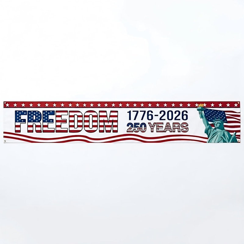 Bannière 250th Anniversary USA - America 1776-2026 Patriotic Freedom Party Decorations
