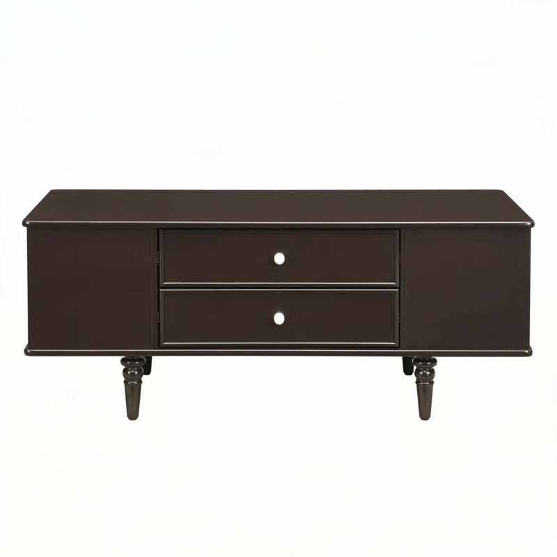 Coffee Table with Four Drawers, Two Side Hidden Storage Compartments, Brown