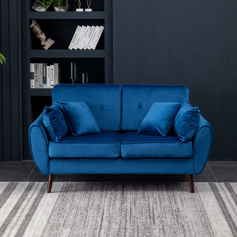 Canapé à accoudoirs arrondis 63 po Khush, Bleu foncé