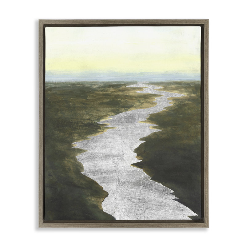 «Silver River Meadow», art mural sur toile flottante, par Michael Willett, H 21 po x l 17 po, Cadre flottant orme Montalcino