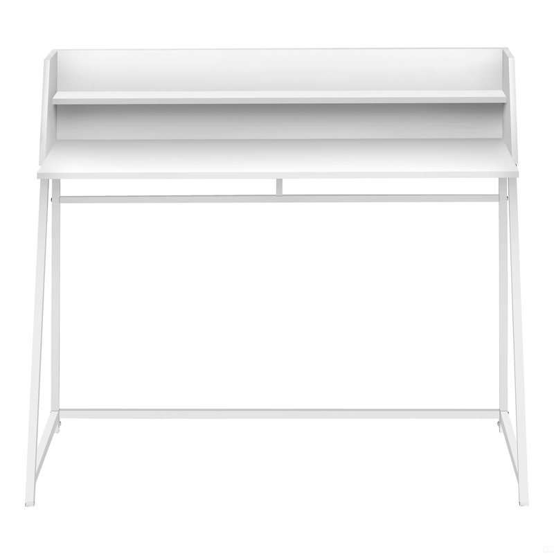 Bureau d'ordinateur, bureau personnel, ordinateur portable, tablettes de rangement, L 48 po, Blanc / blanc