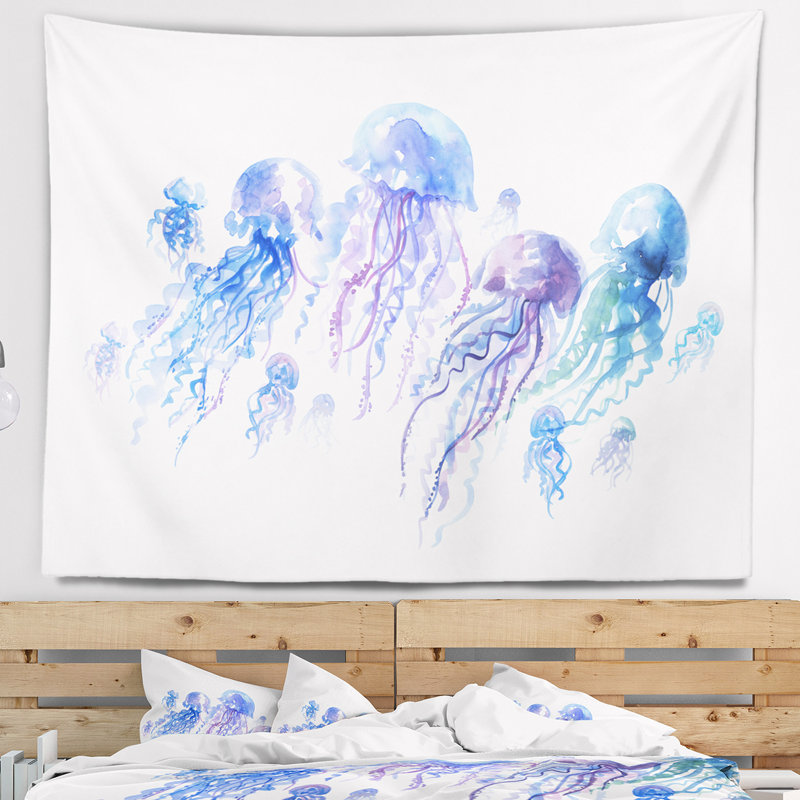 Tapisserie bleue et mauve, H 32 po x l 39 po