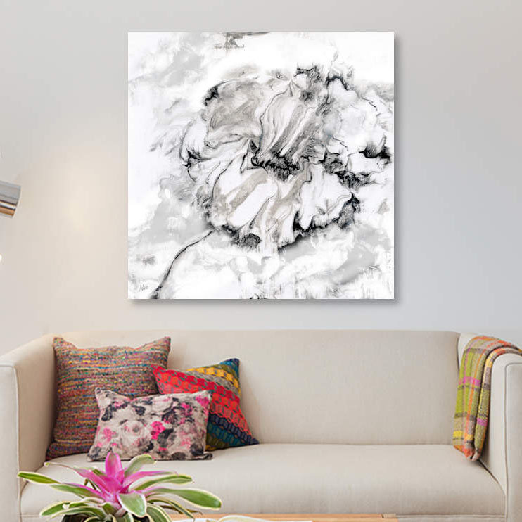 Marble Flower I - sans cadre, reproduction sur toile giclée, H 18 po x l 18 po x P 1,5 po, Pas de tapis, Toile tendue