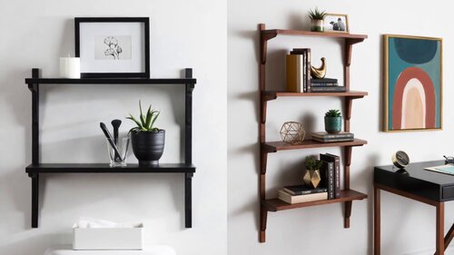 AllModern Shea Poplar Floating Shelf with Hooks & Reviews