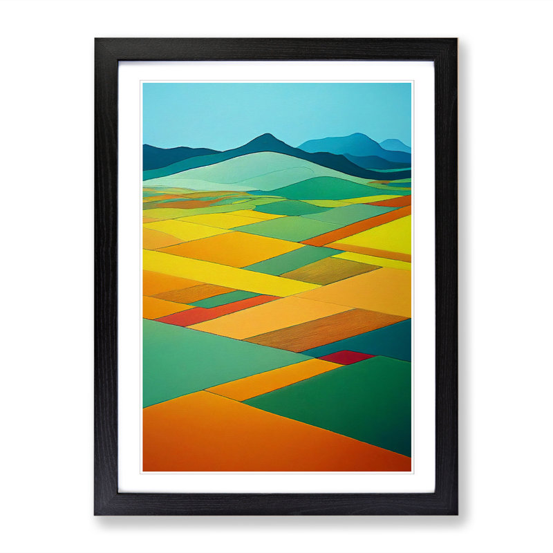 Block Meadow Landscape 1 Piece Single Picture Frame Wall Art, 64cm H x 46cm W x 2cm D, Black Framed