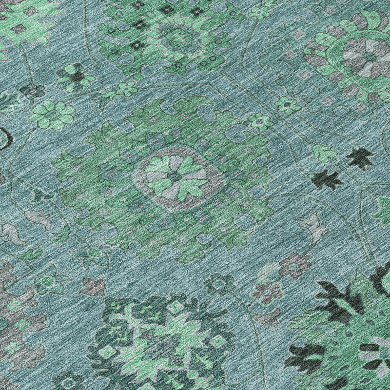 Tapis damassé intérieur / extérieur lavable à la machine Mattis ACN2289, Rectangle 10 pi x 14 pi