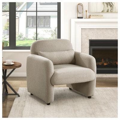 Chaise d'appoint contemporaine taupe Boucle avec coussins à ressorts ensachés et coussin assorti