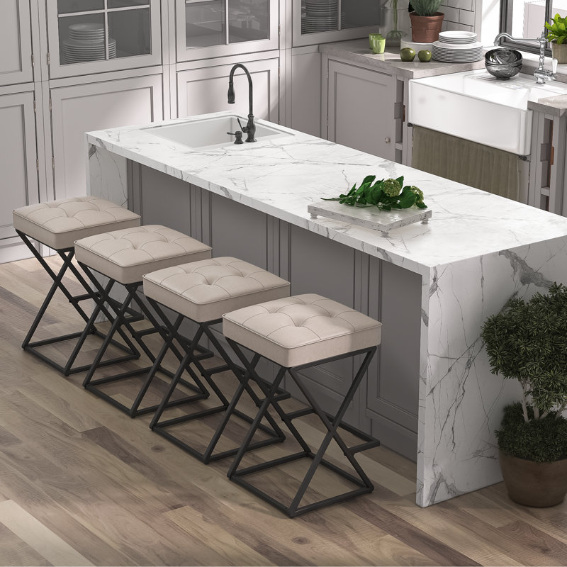 Tabouret de comptoir court Sawka, Blanc
