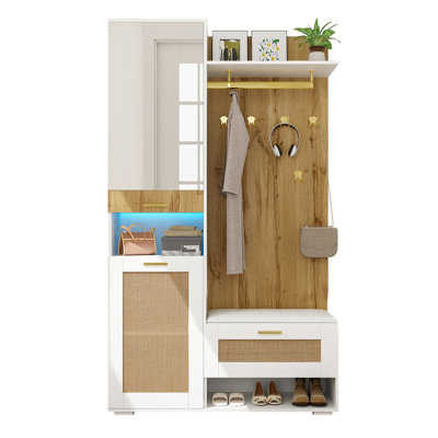 110 cm W Hall Tree with Storage Bench and Shoe Storage