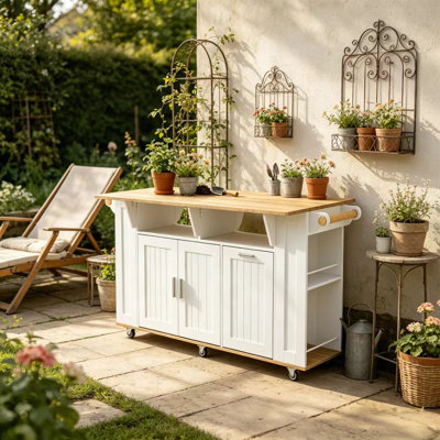 Rolling Mobile Workbench With Expandable Tabletop