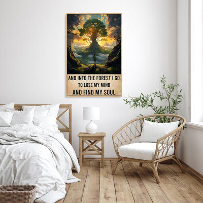«Trees And Into The Forest I Go - 1 pièce, arbres rectangulaires et Into the Forest I Go On», impression sur toile
