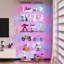 6-Tier Glass Display Cabinet with RGB Lights & Lock, Solid Wood Top, Middle Shelf & Bottom Panel-129441869