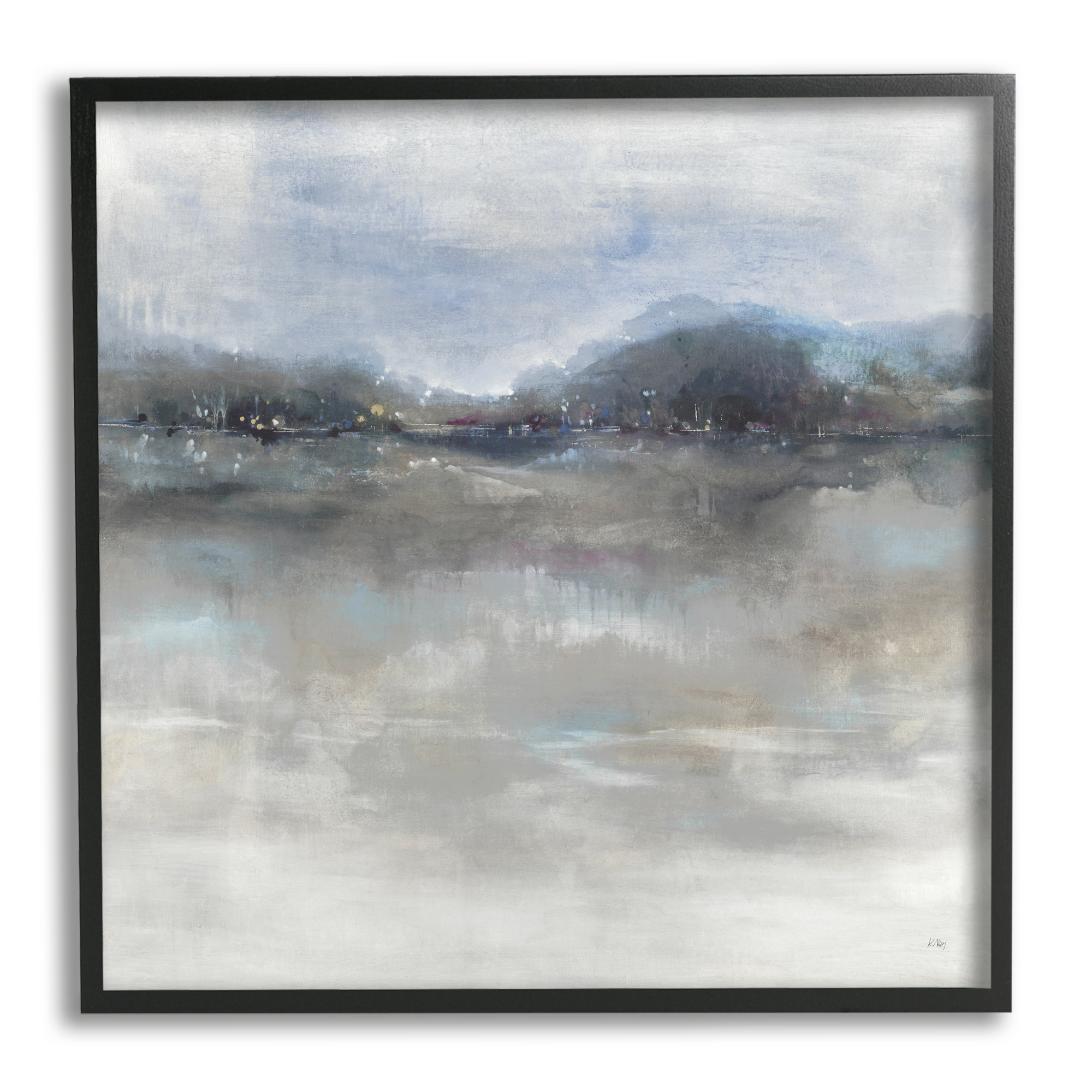 Stupell Industries Quiet Distant Landscape Misty Water Reflection