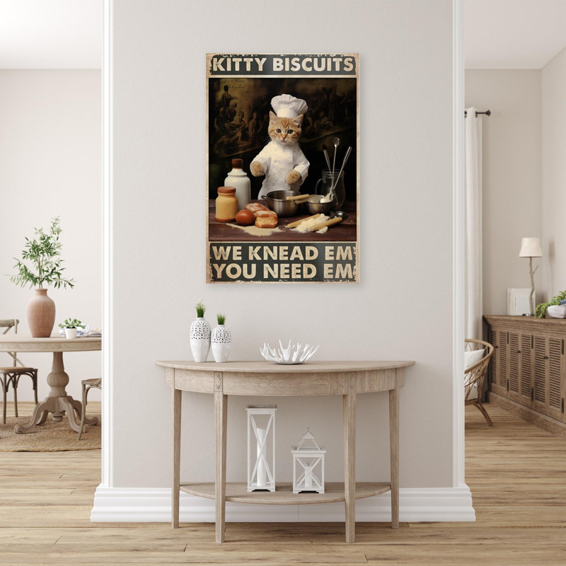 " Kitty Biscuits - 1 Piece Rectangle Graphic Art Print On Wrapped Canvas ", L 11 po x H 14 po